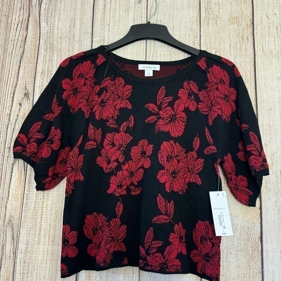 Liz Claiborne Womens Crew Neck Elbow Floral Pullover Sweater size Small - Picture 3 of 12